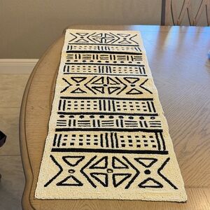 Pier 1 Black and Cream Geometric Table Runner
